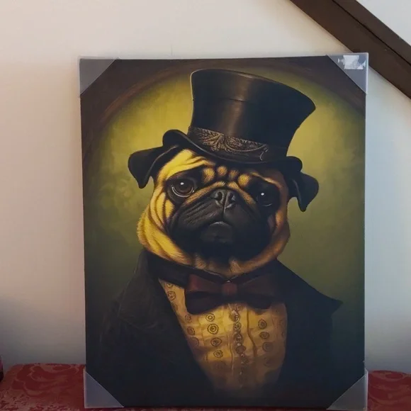 Regal Pug Portrait Canvas Art - Picture 3 of 5